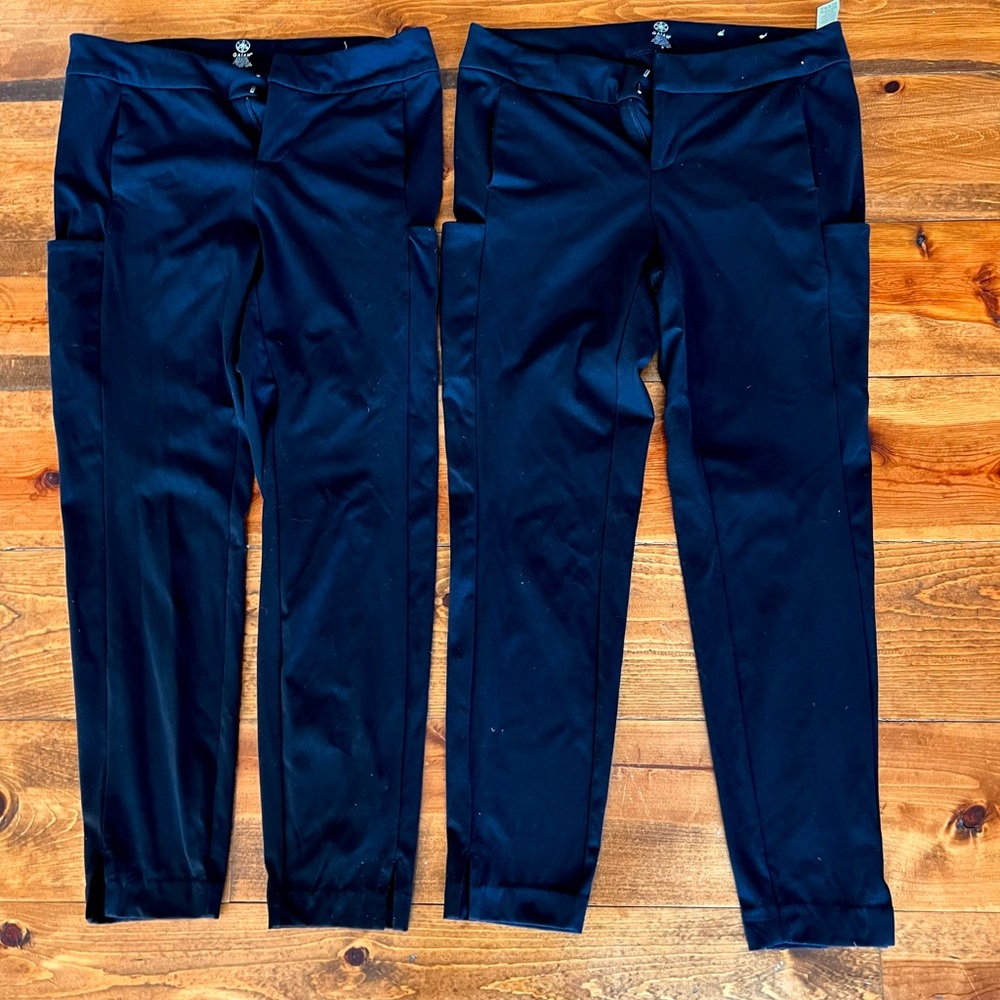GAIAM ladies stretch travel pants w/ pocket super comfy, narrow legs black sz 6